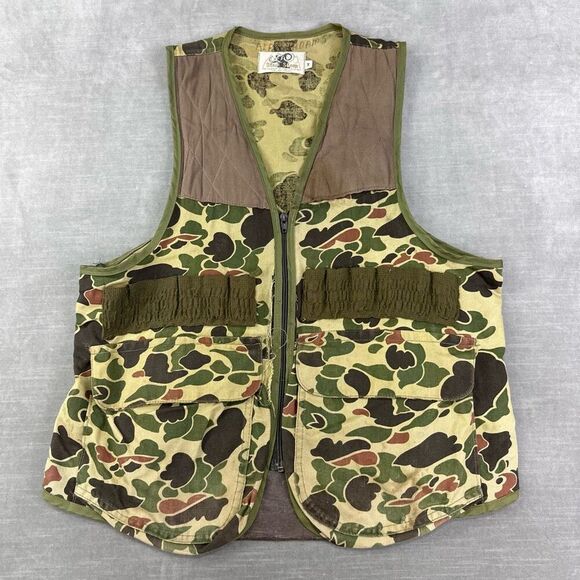 VTG 70s Bird Hunting Vest‎ Medium Frog Camo Shooting Outdoors Black Sheep Gilet - Picture 1 of 8